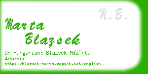 marta blazsek business card